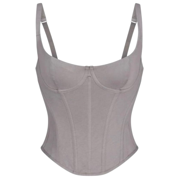 Skims | Cotton Corset Top | Charcoal - Picture 1 of 6